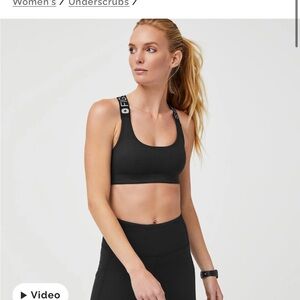 Figs Black Sports Bra with Logo Straps